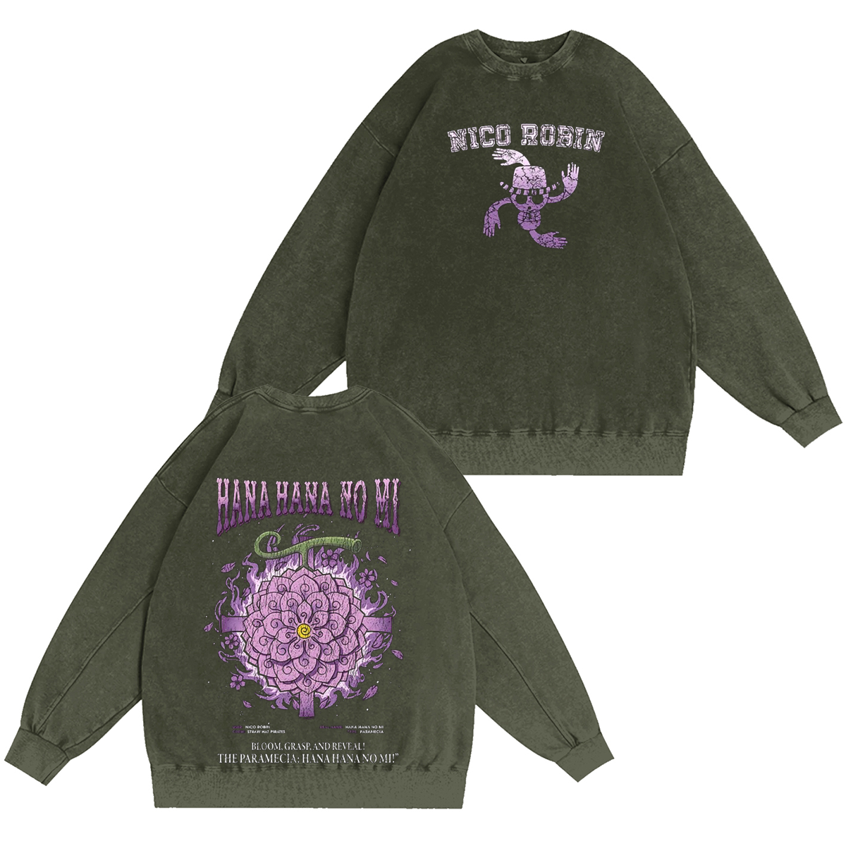 Hana Hana no Mi-One Piece Vintage Washed T-shirt/Crewneck/Hoodie