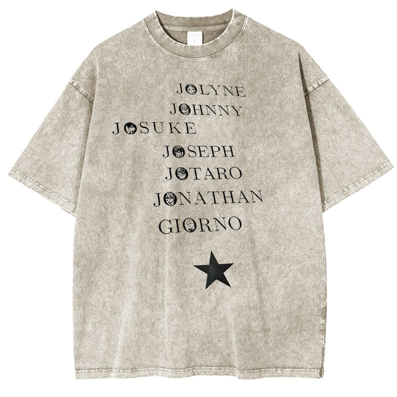 JOJO SUS Camiseta vintage de manga corta de Jojo's Bizarre Adventure con doble estampado