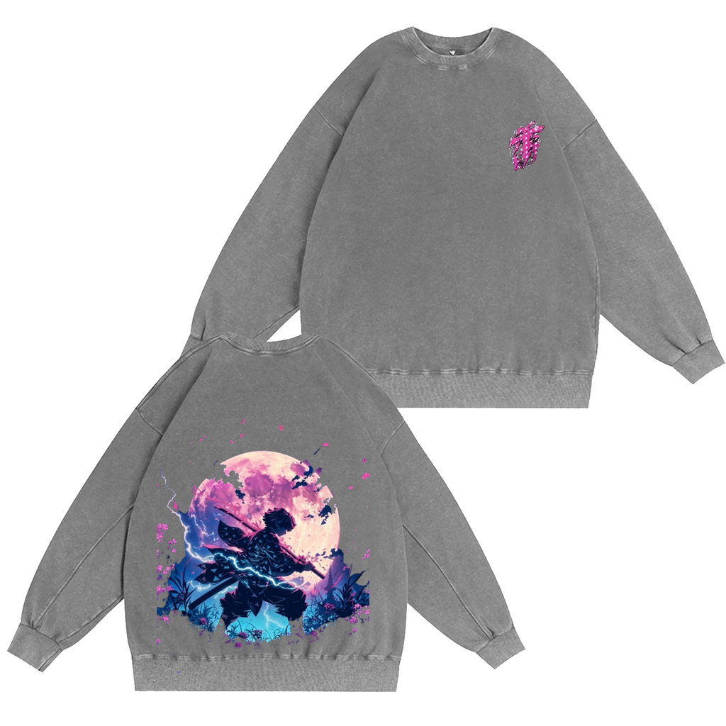 Demon Slayer vintage Zenitsu Washed T-shirt/Crewneck/Hoodie