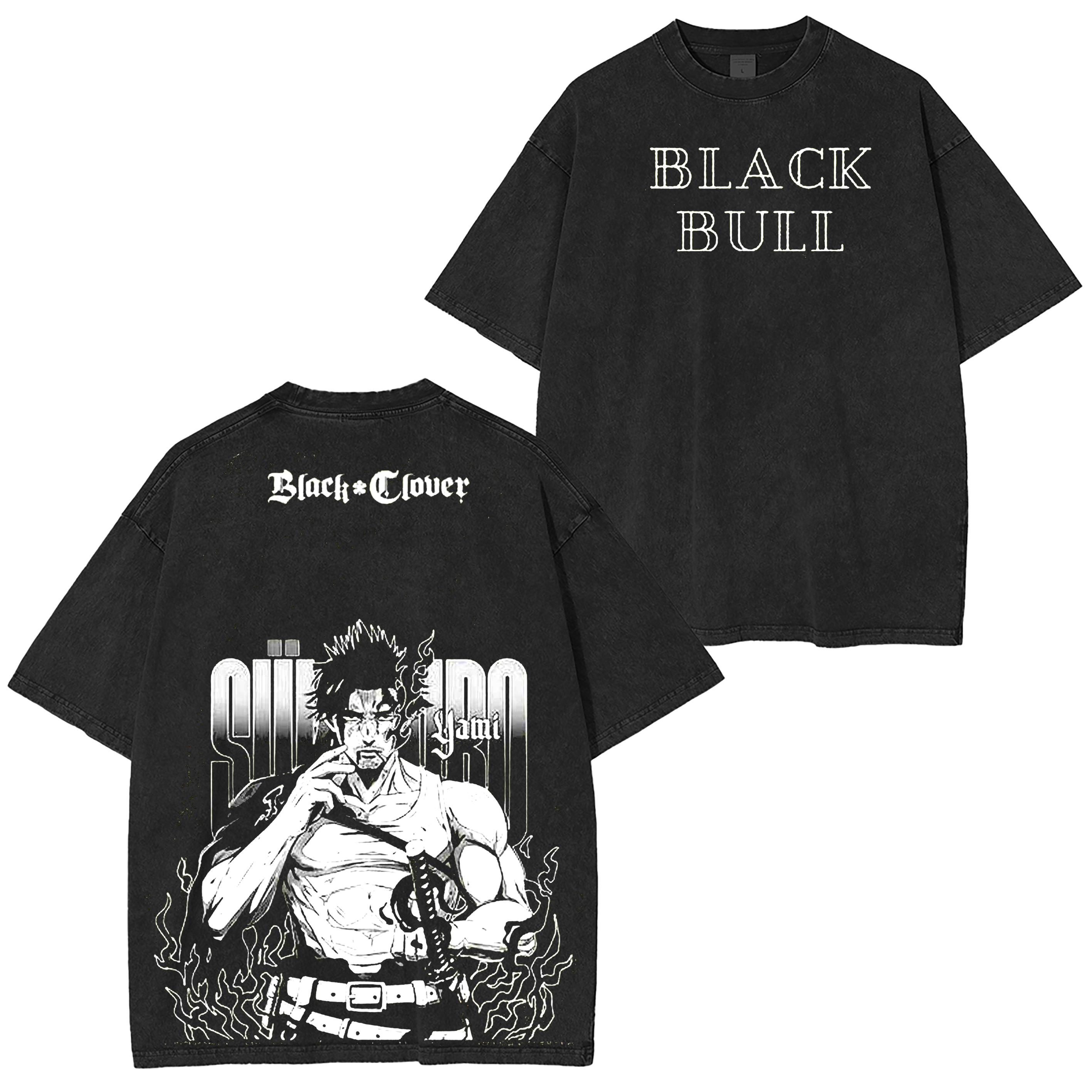 Yami Sukehiro Black Clover T-shirt/Sweat-shirt à col rond/Sweat à capuche délavé Anime