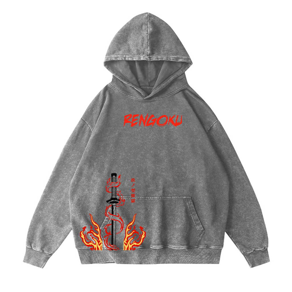 Camiseta lavada unisex de Rengoku Demon Slayer Anime