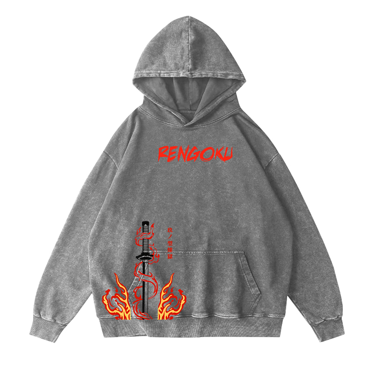 Camiseta lavada unisex de Rengoku Demon Slayer Anime
