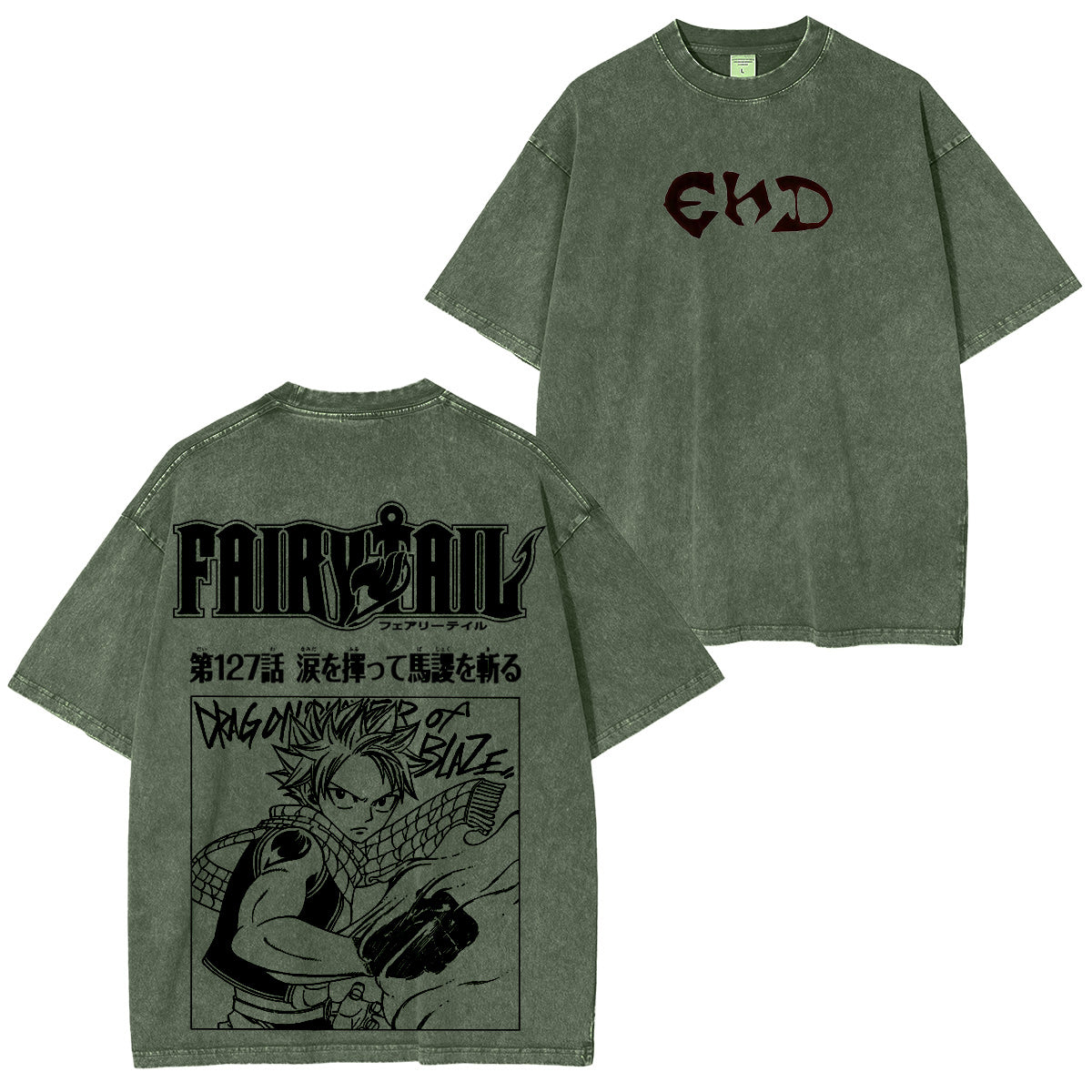 Camiseta/Sudadera de cuello redondo/Sudadera con capucha FAIRY TAIL lavado vintage