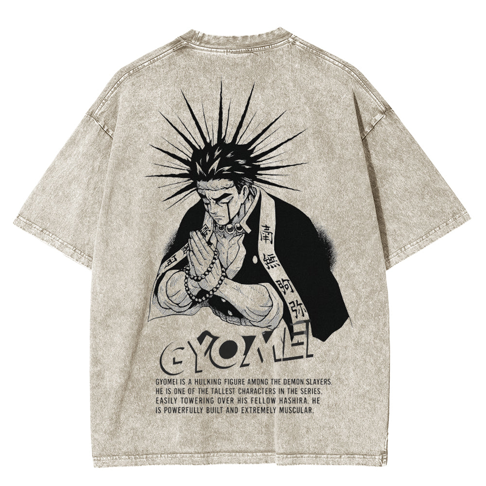Camiseta Unisex Lavada de Anime Gyomei