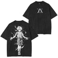 Camiseta Oversize Estampada Lavada de Anime Hunter x Hunter