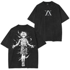 Camiseta Oversize Estampada Lavada de Anime Hunter x Hunter