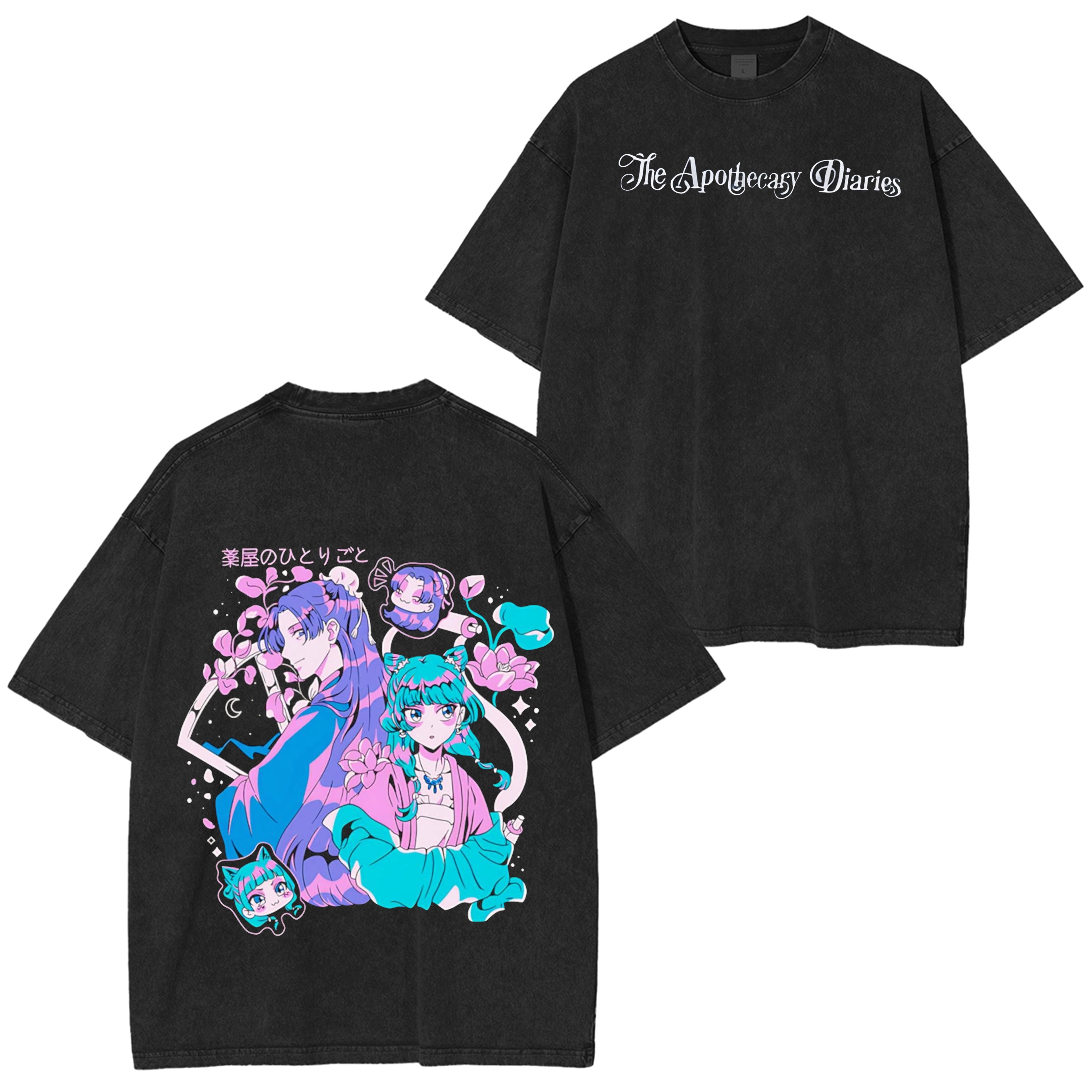 Kusuriya no Hitorigoto Camiseta Oversize Lavada Estilo Vintage