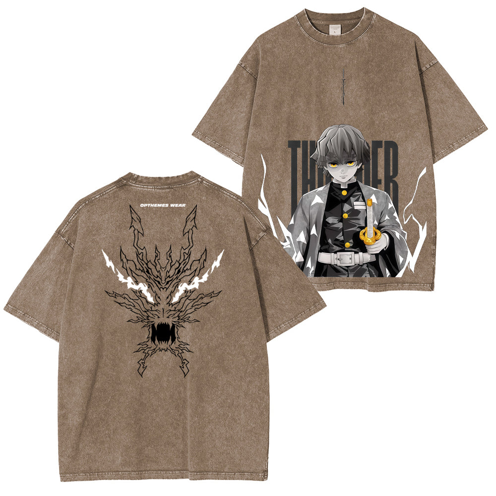 Camiseta lavada unisex Zenitsu Demon Slayer