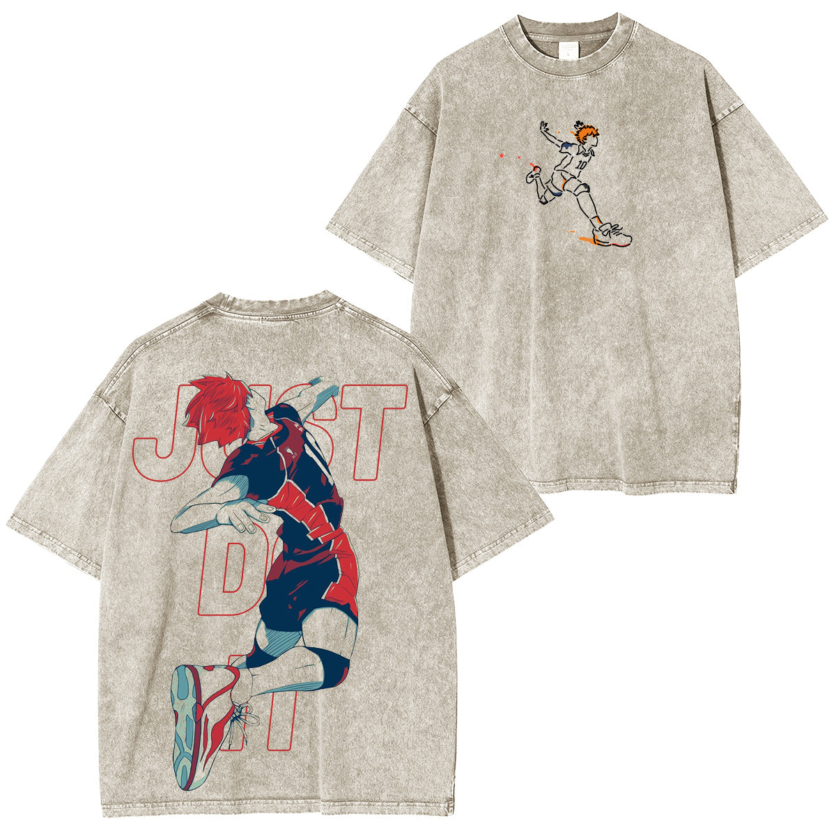 Haikyu!!: Camiseta/Sudadera de cuello redondo/Sudadera con capucha desgastada vintage de Shoyo Hinata