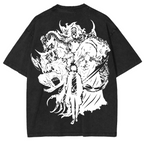 T-shirt en coton délavé animé Solo Leveling de Sung Jin Woo, édition limitée rétro