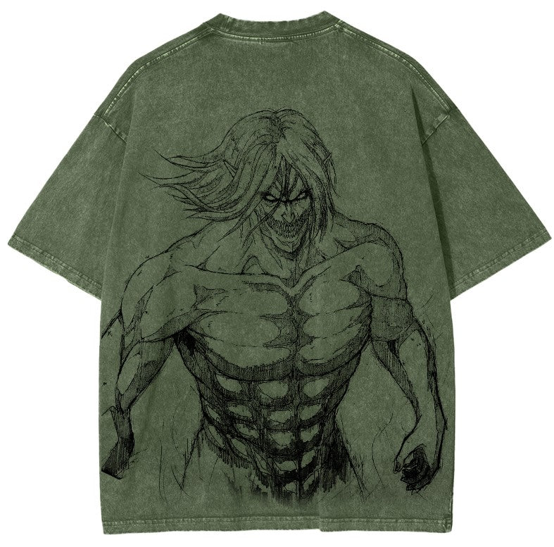 T-shirt unisexe délavé L'Attaque des Titans