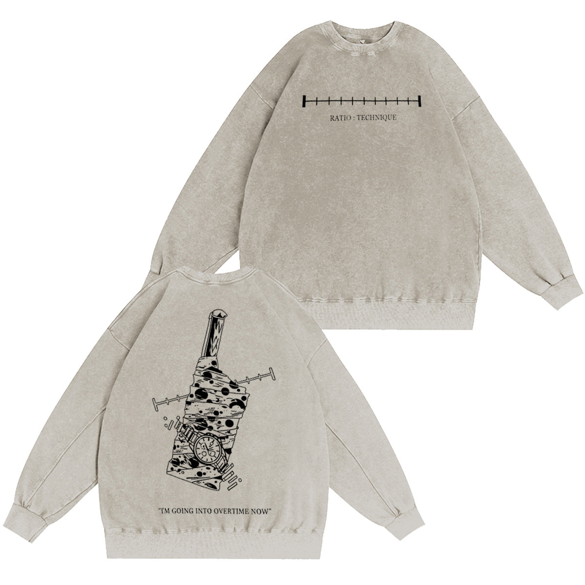 AHORA ENTRO EN TIEMPO EXTRA - Divertida camiseta/sudadera de cuello redondo/sudadera con capucha vintage lavada