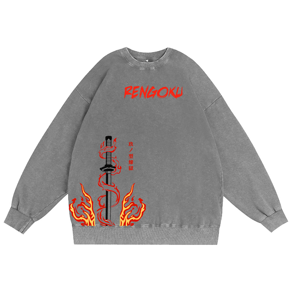 Camiseta lavada unisex de Rengoku Demon Slayer Anime
