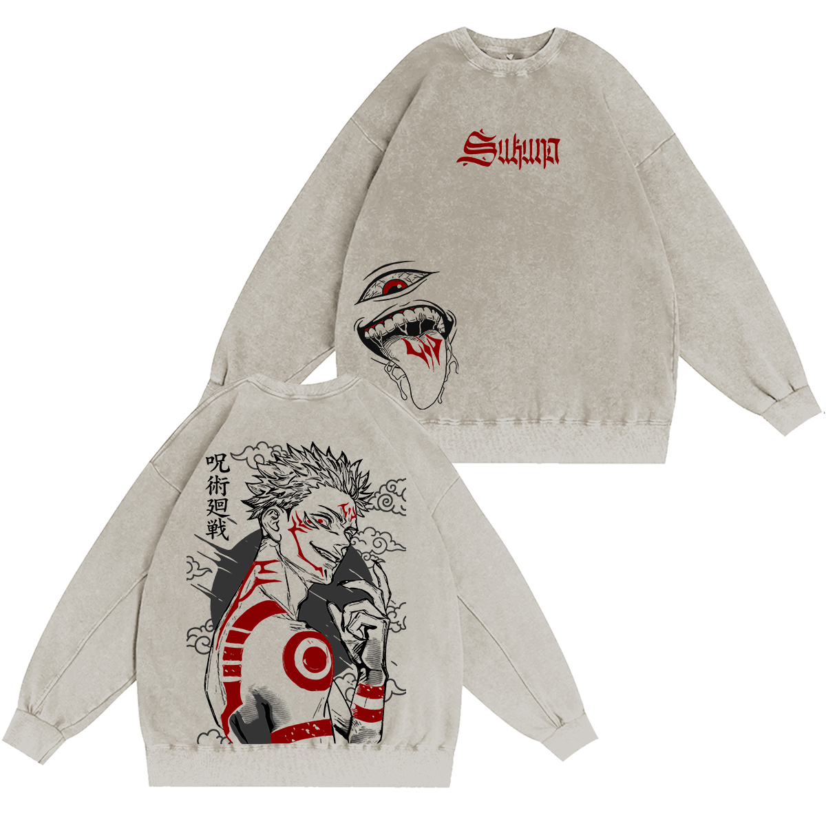 Camiseta/Sudadera/Sudadera con capucha Lavado Jujutsu Kaisen Sukuna