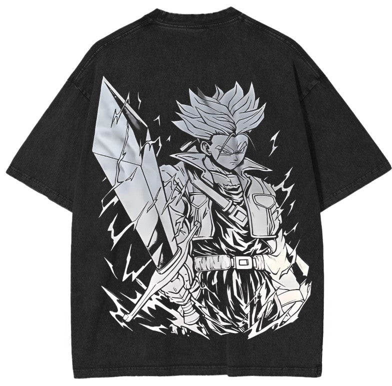 ANIME DRAGONBALL TRUNKS POWER SAIYAN WASHING VINTAGE TEE T-shirt