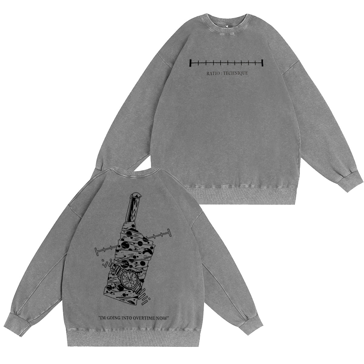 AHORA ENTRO EN TIEMPO EXTRA - Divertida camiseta/sudadera de cuello redondo/sudadera con capucha vintage lavada