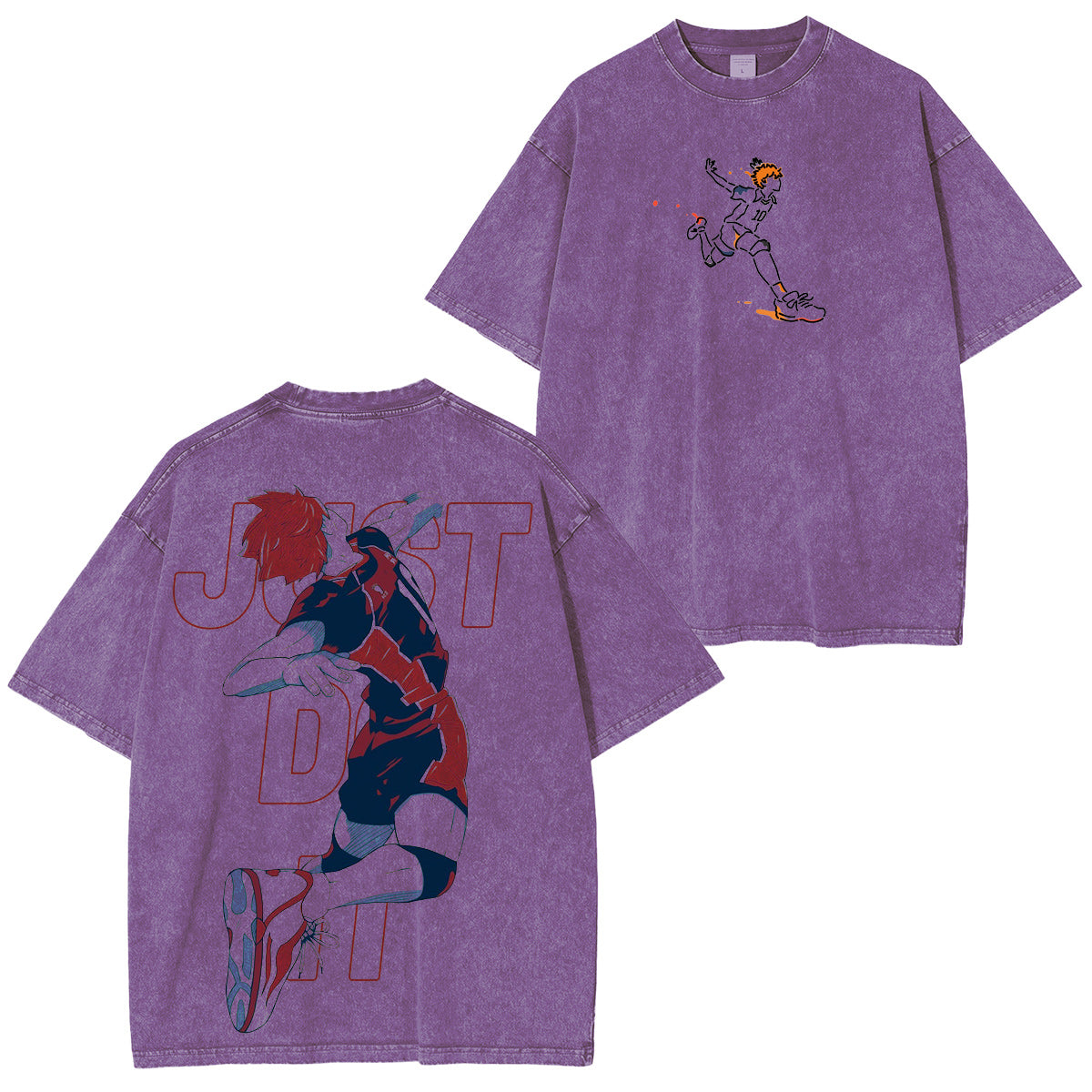 Haikyu!!: Camiseta/Sudadera de cuello redondo/Sudadera con capucha desgastada vintage de Shoyo Hinata