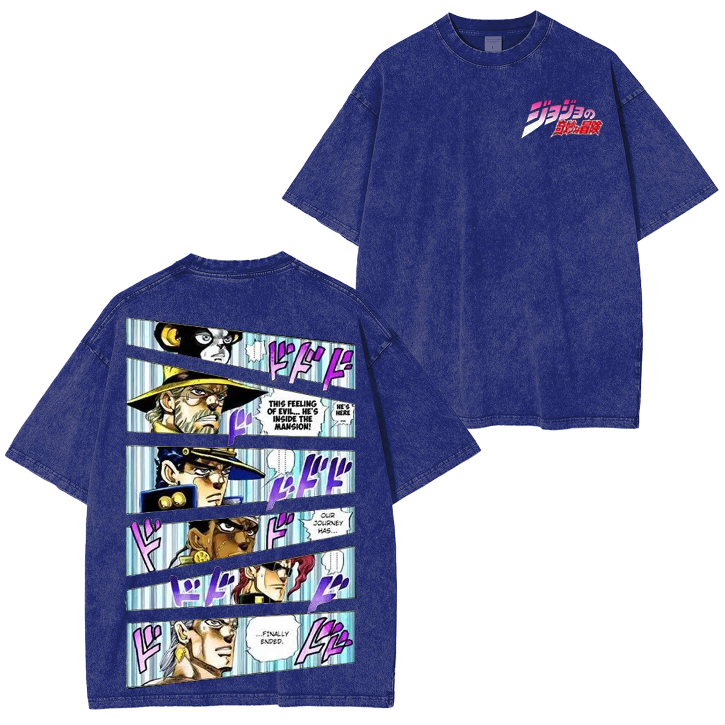 Camiseta vintage unisex lavada de anime japonés JoJo's Bizarre Adventure
