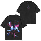 T-shirt unisexe Black Clover Anime double imprimé délavé style vintage