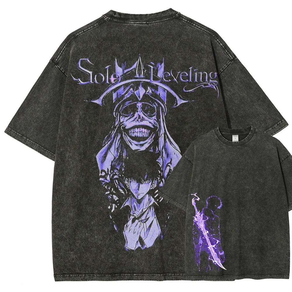 Camiseta lavada de corte unisex Solo Leveling 2502004280