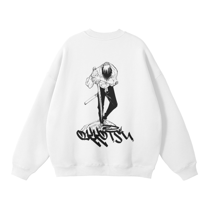 Sudadera Blanca Cursed Companion Graffiti Streetwear