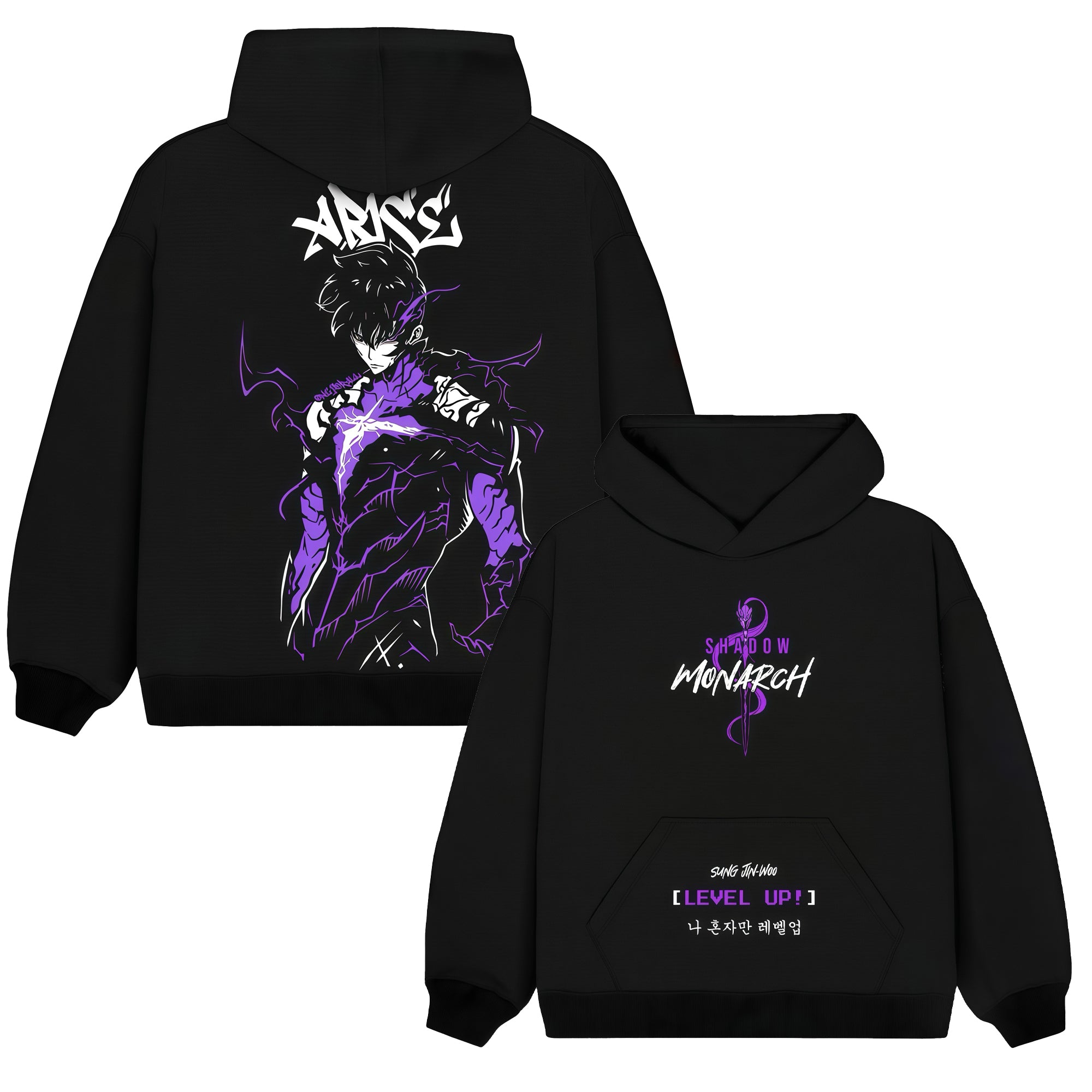 Sudadera con capucha unisex extragrande estampada Solo Leveling
