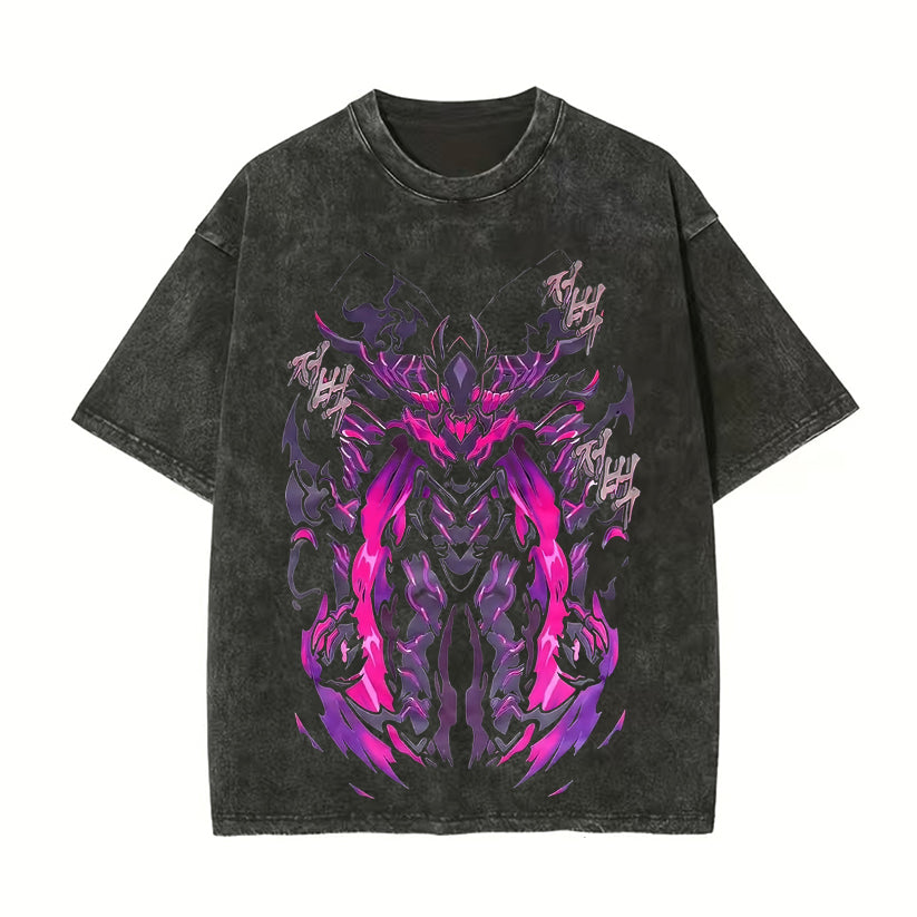 Camiseta unisex lavada estampada de Solo Leveling