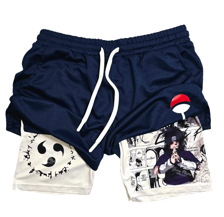 NARUTO × Gym Curse Seal Design Performance Shorts Double Layer