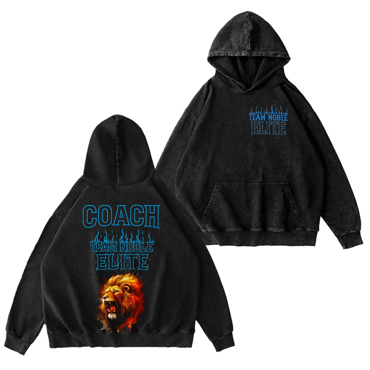 Camiseta/Sudadera/Sudadera con Capucha Vintage Lavada con un León Feroz