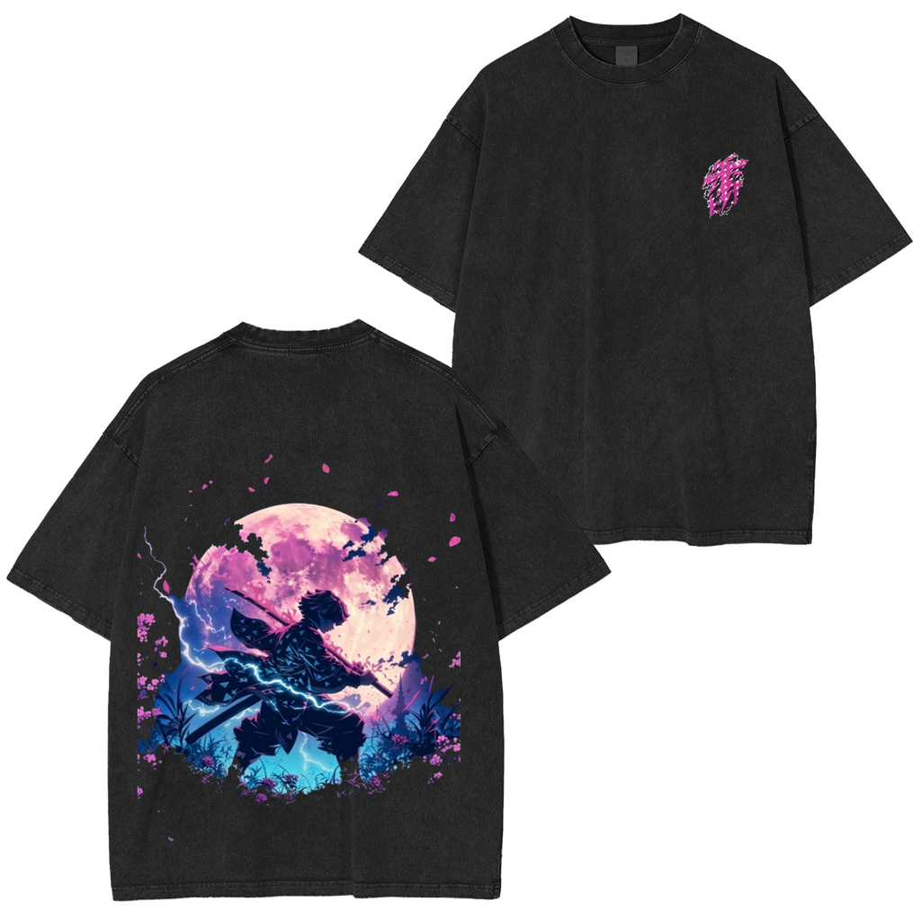 Demon Slayer vintage Zenitsu Washed T-shirt/Crewneck/Hoodie