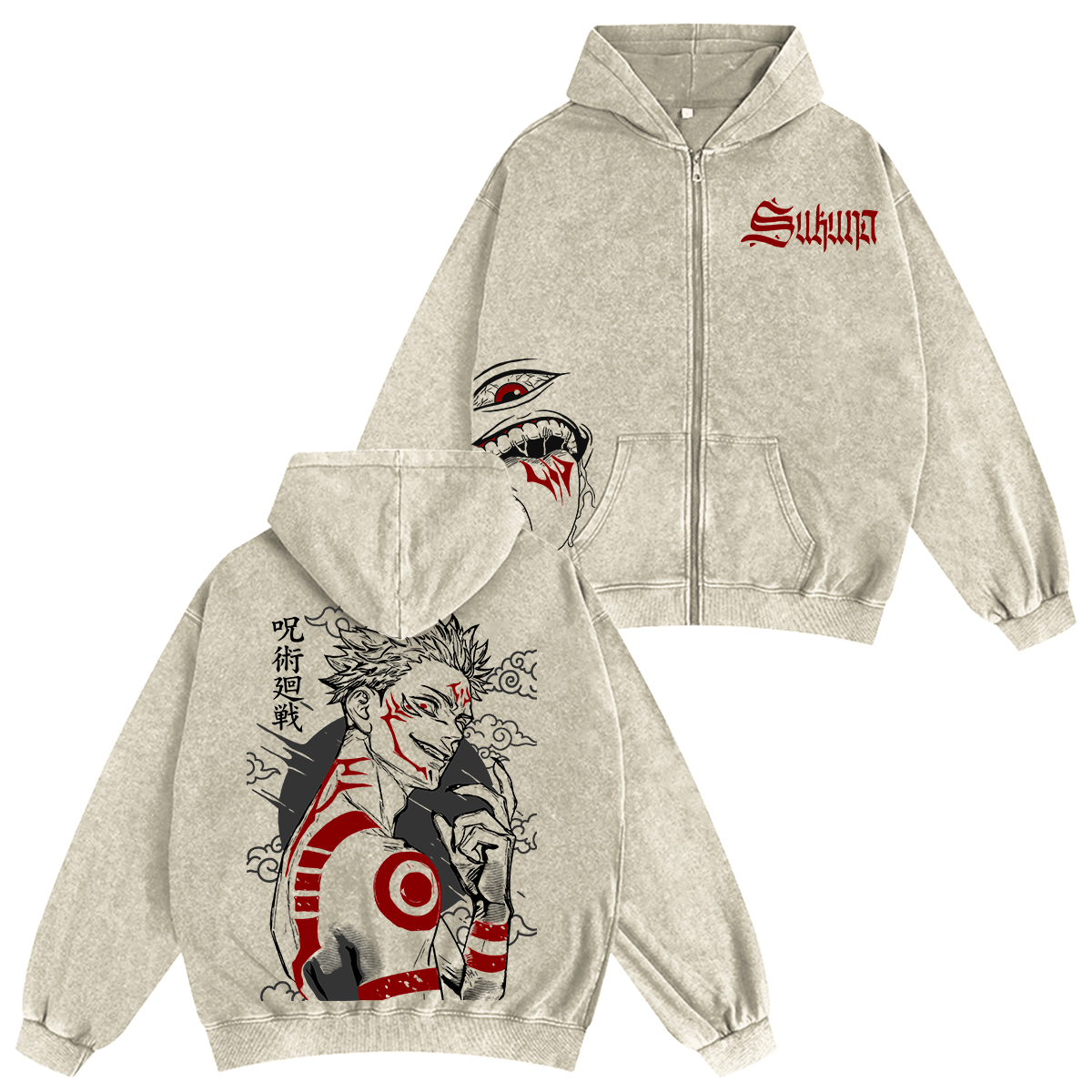 Camiseta/Sudadera/Sudadera con capucha Lavado Jujutsu Kaisen Sukuna