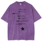 JOJO SUS Camiseta vintage de manga corta de Jojo's Bizarre Adventure con doble estampado