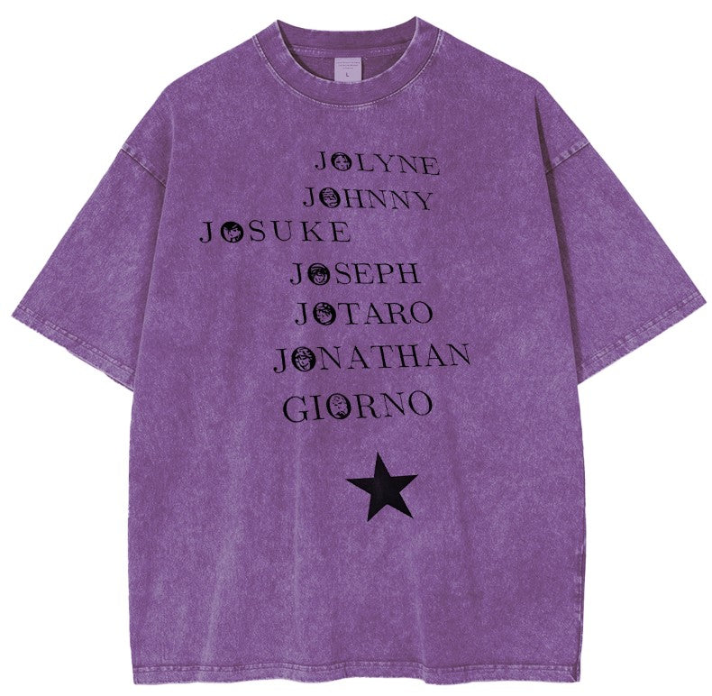 JOJO SUS Camiseta vintage de manga corta de Jojo's Bizarre Adventure con doble estampado