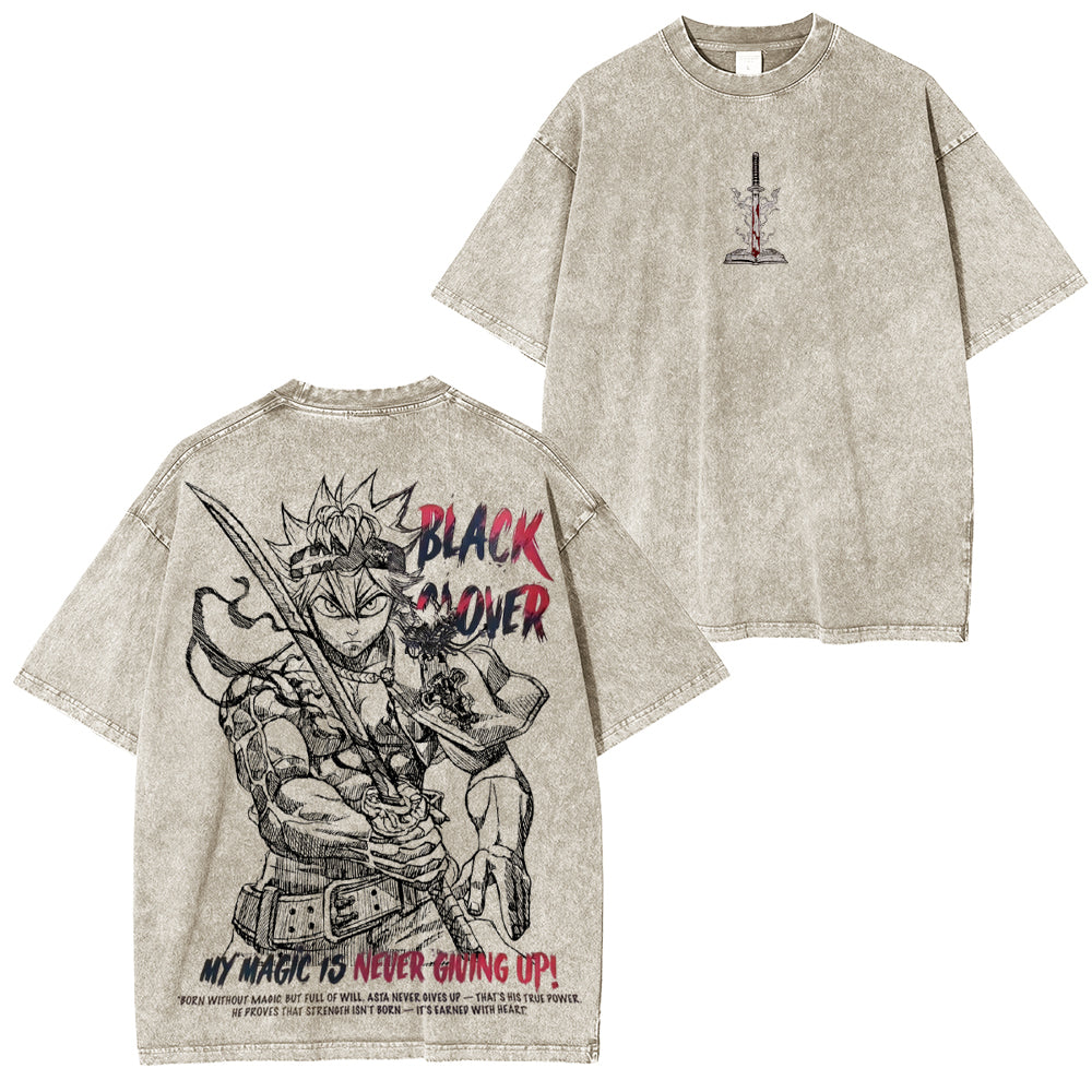Camiseta vintage lavada unisex de Asta de Black Clover