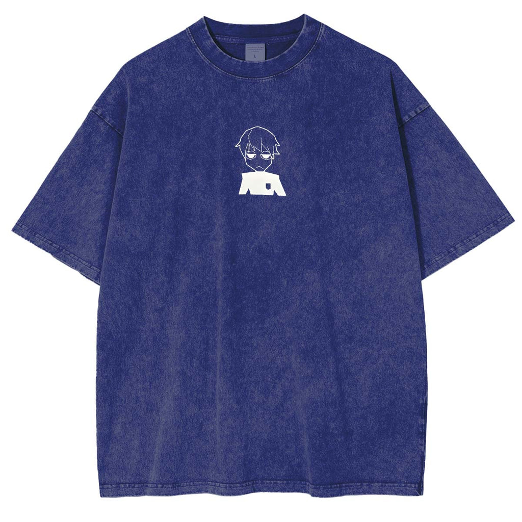 T-shirt lavé imprimé double Anime Blue Lock StrikerT-shirt lavé imprimé double Anime Striker