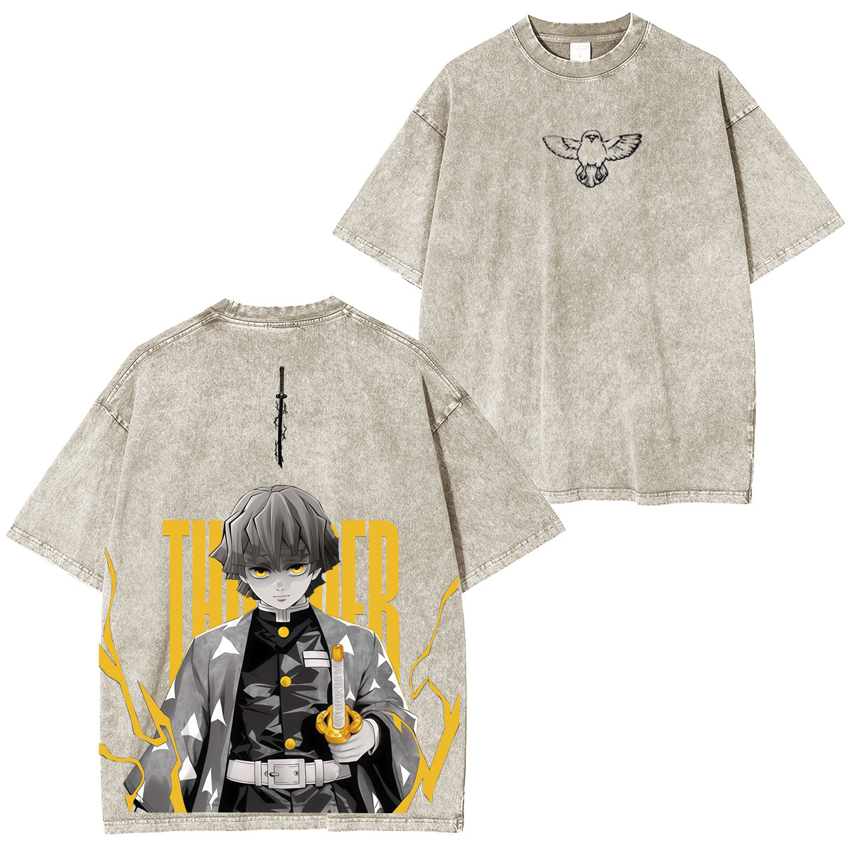 Zenitsu Anime Unisex Washed T-Shirt