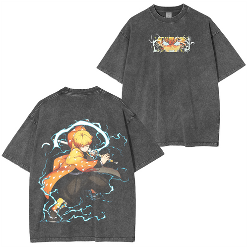 Camiseta unisex lavada de Demon Slayer Anime