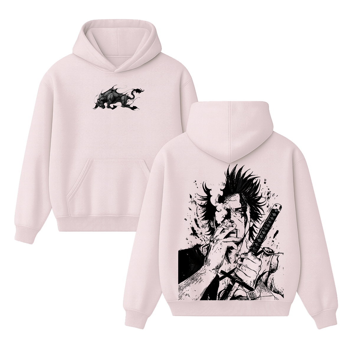Sudadera Unisex Vintage de Doble Estampado Yami Sukehiro x Black Bulls Anime Black Clover