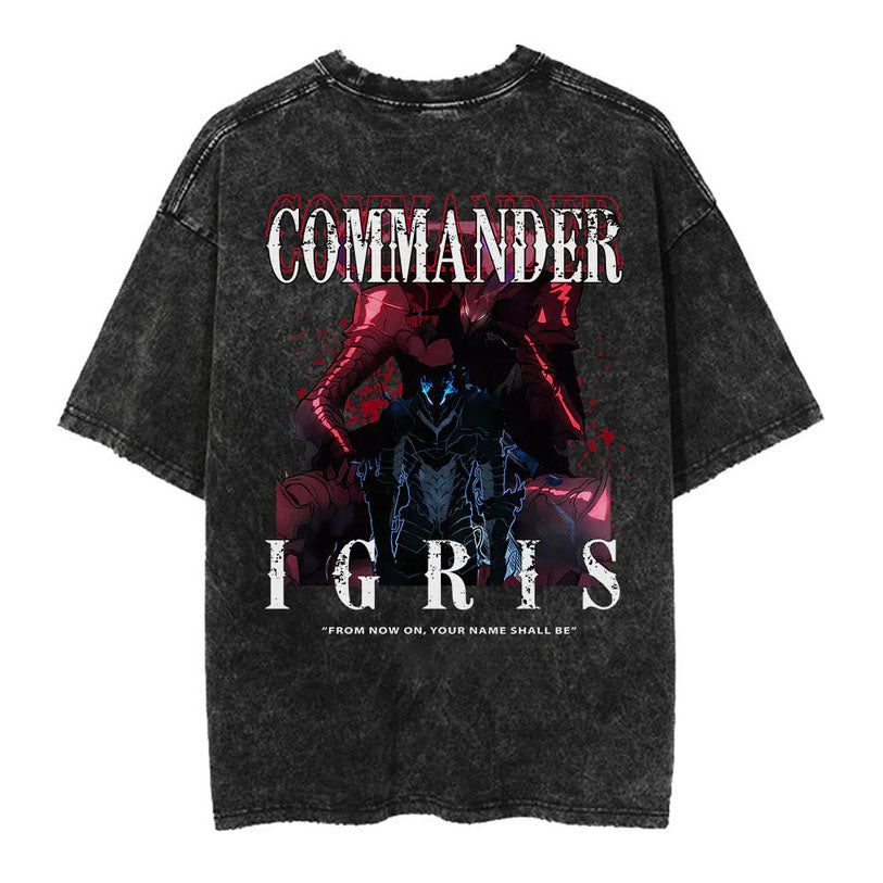 T-shirt unisexe délavé Igris le commandant imprimé