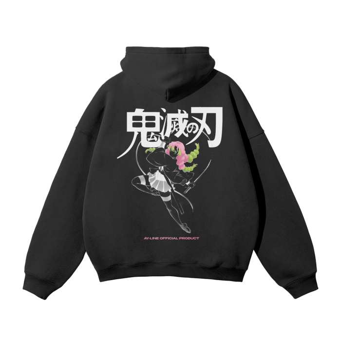 Heart’s Blossom Streetwear Hoodie Black