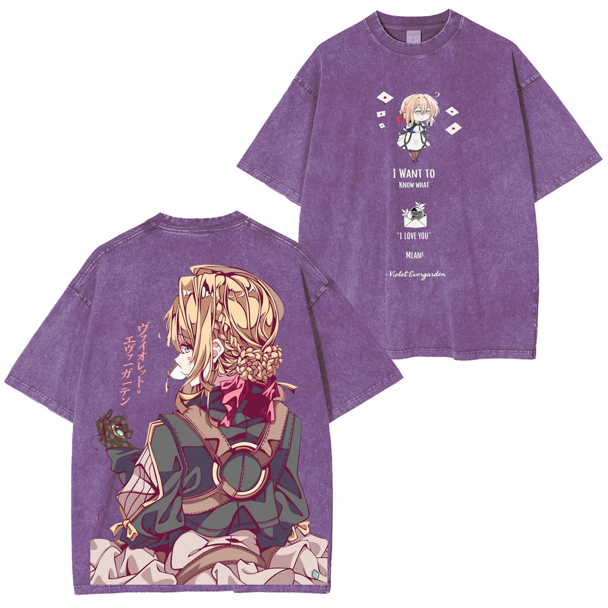 Camiseta/Sudadera/Sudadera con capucha desgastada estilo vintage Violet Evergarden