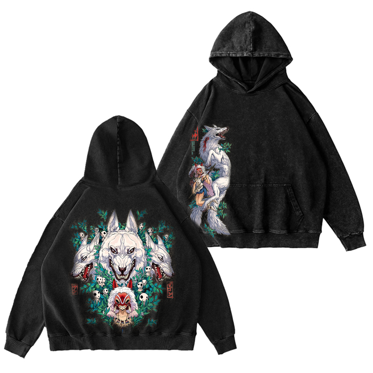 Camiseta/Sudadera/Sudadera con capucha lavada estilo vintage de Mononoke Hime