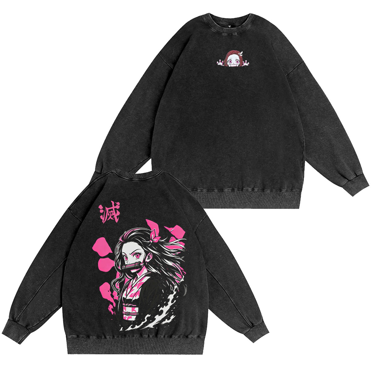 Camiseta/Sudadera/Sudadera con capucha lavada de Kamado Nezuko de Demon Slayer