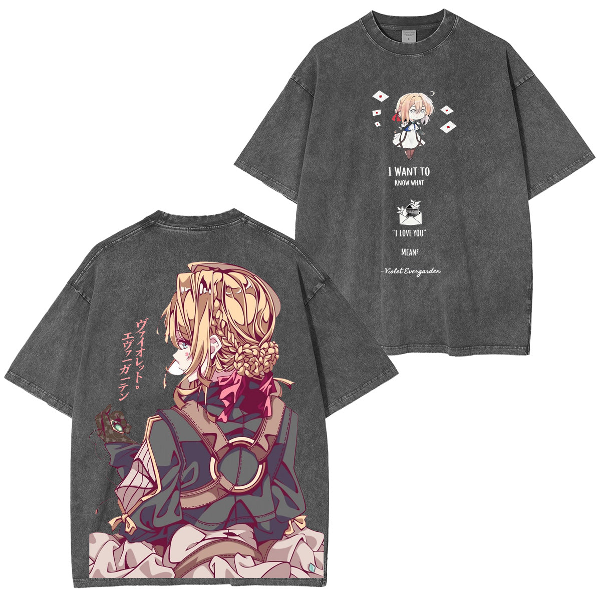 Camiseta/Sudadera/Sudadera con capucha desgastada estilo vintage Violet Evergarden