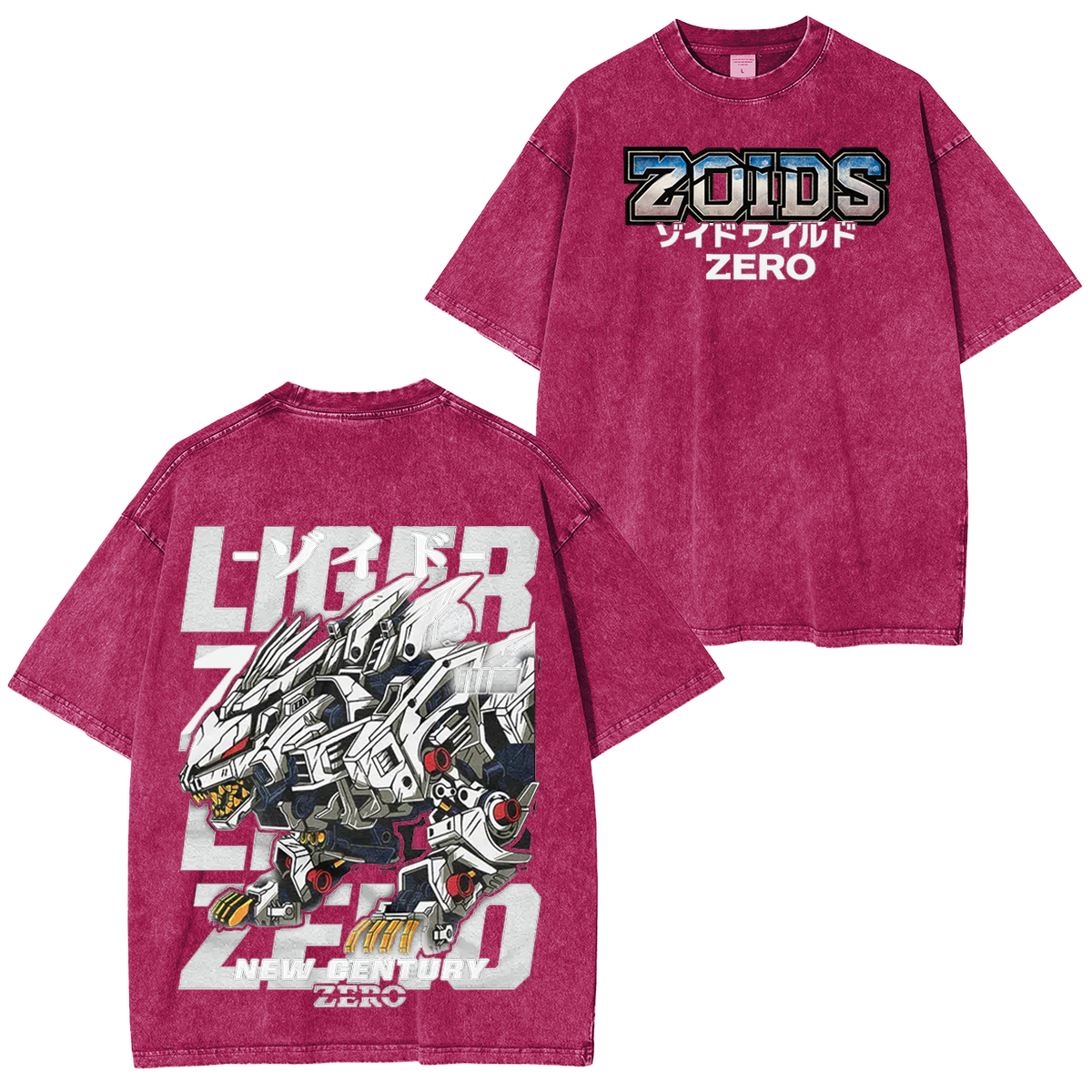 Camiseta unisex lavada estilo vintage Liger Zero Zoids New Century Zero Streetwear