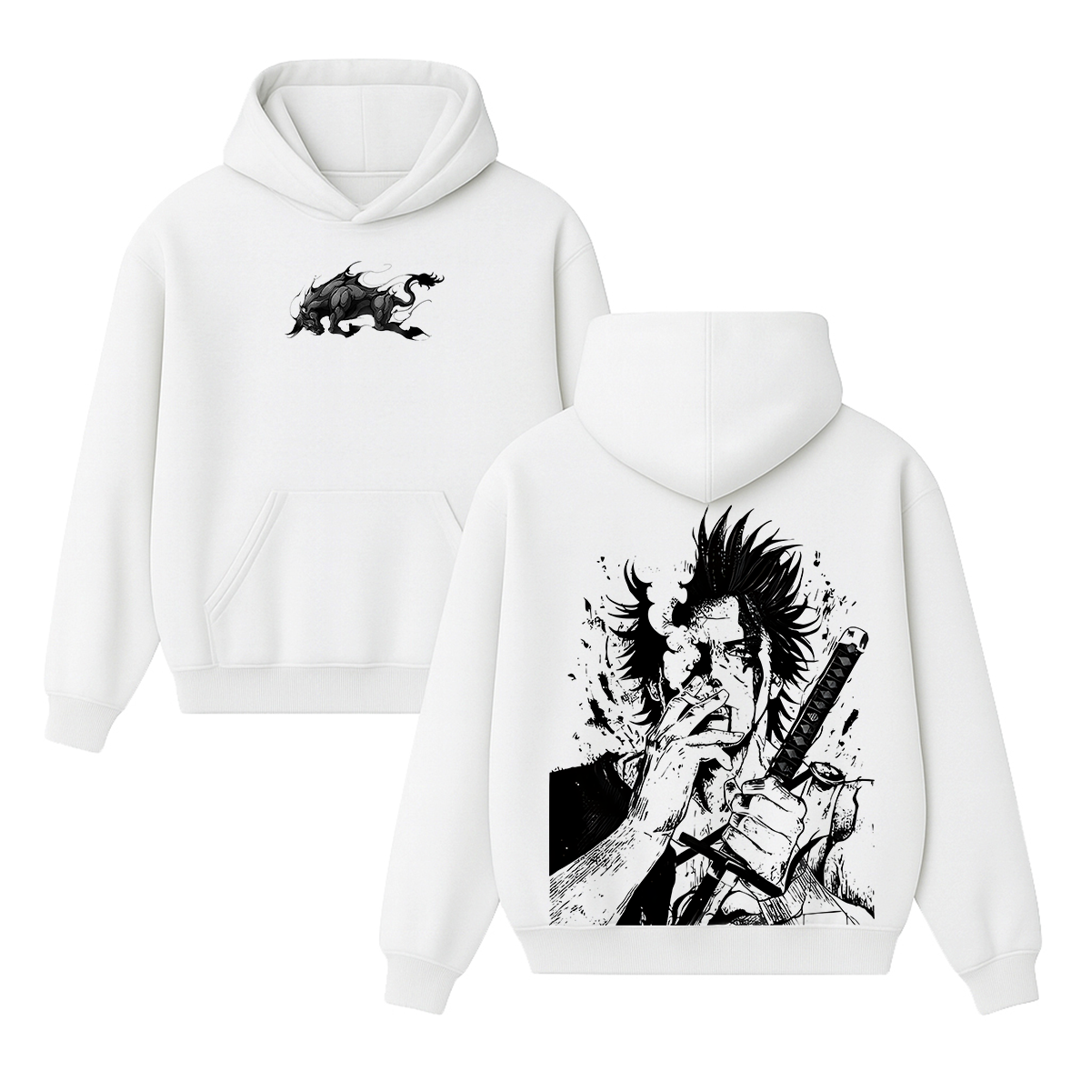 Sudadera Unisex Vintage de Doble Estampado Yami Sukehiro x Black Bulls Anime Black Clover