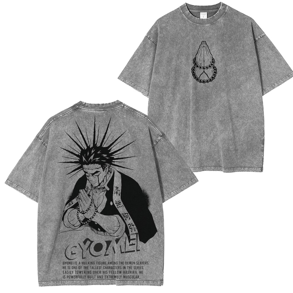Camiseta Unisex Lavada de Anime Gyomei