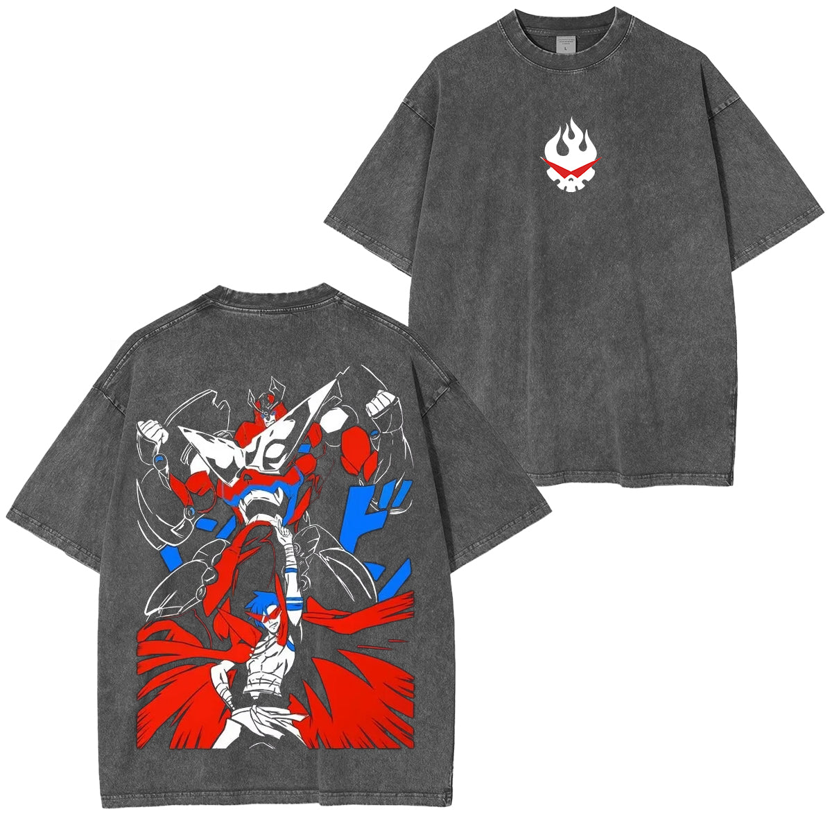 Gurren Lagann Camiseta Lavada Unisex Vintage