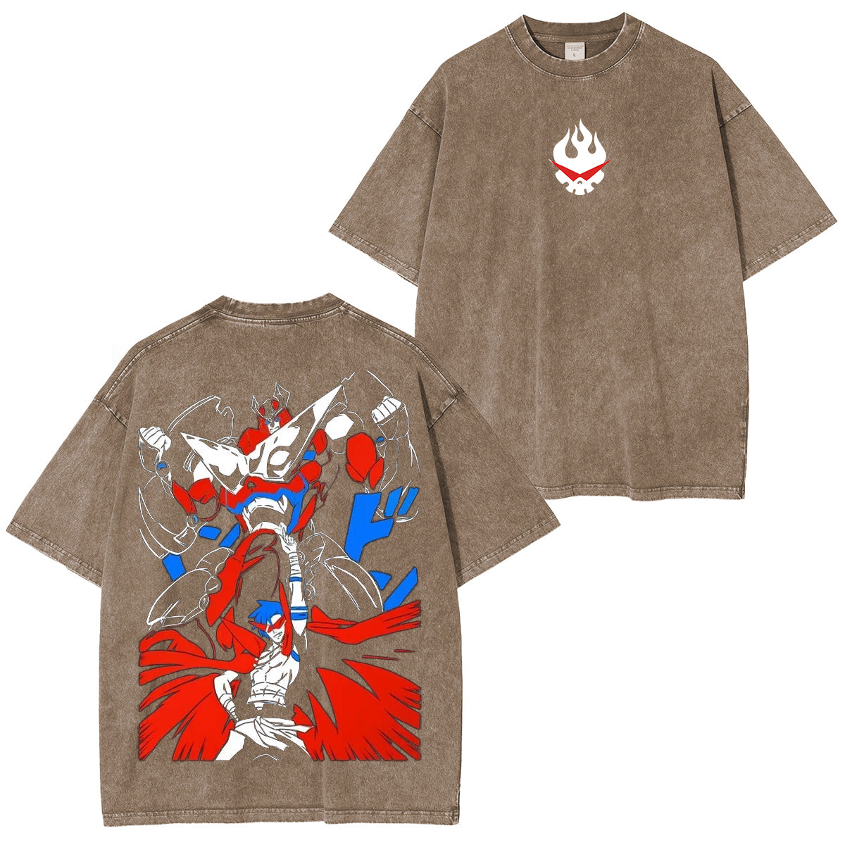 Gurren Lagann Camiseta Lavada Unisex Vintage