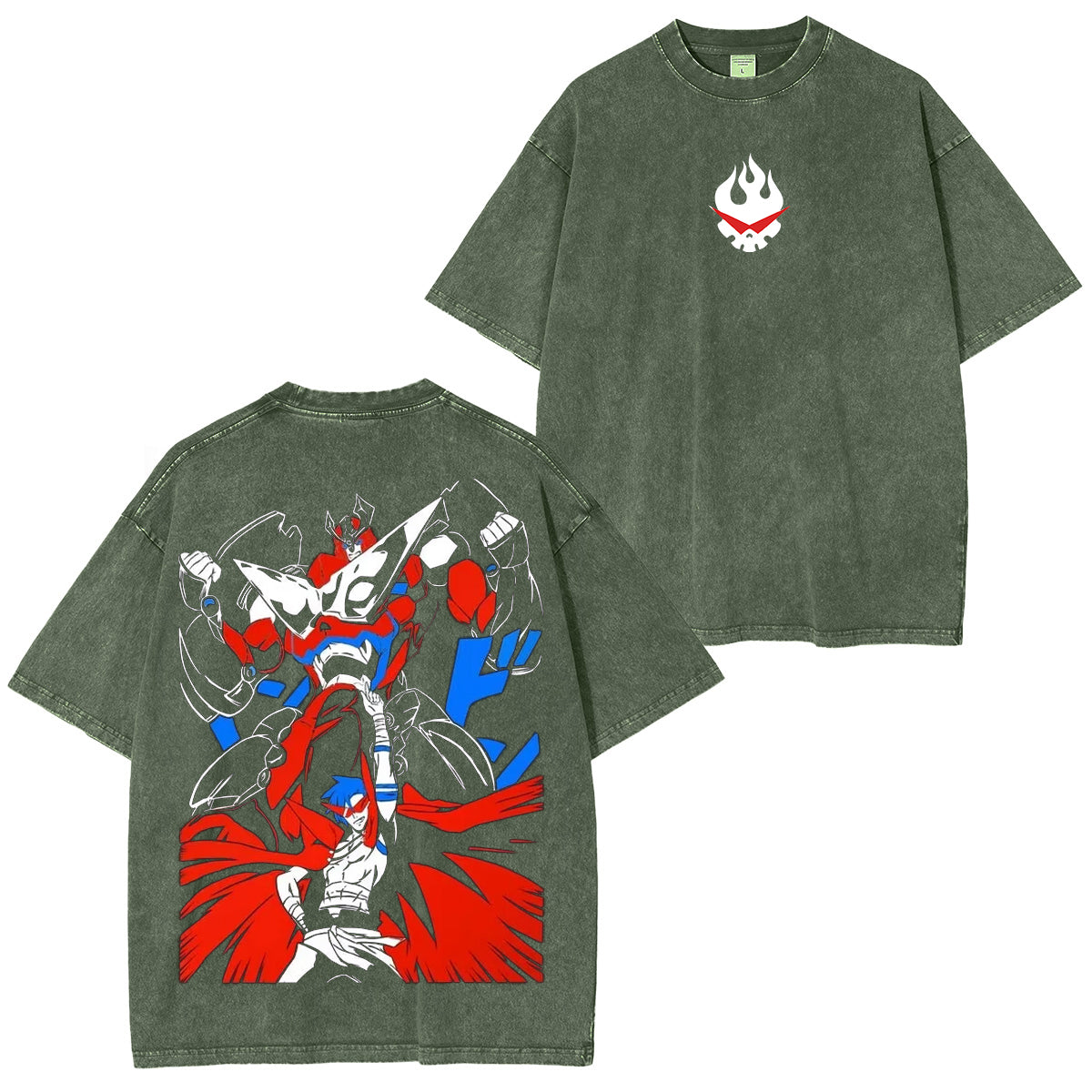 Gurren Lagann Camiseta Lavada Unisex Vintage